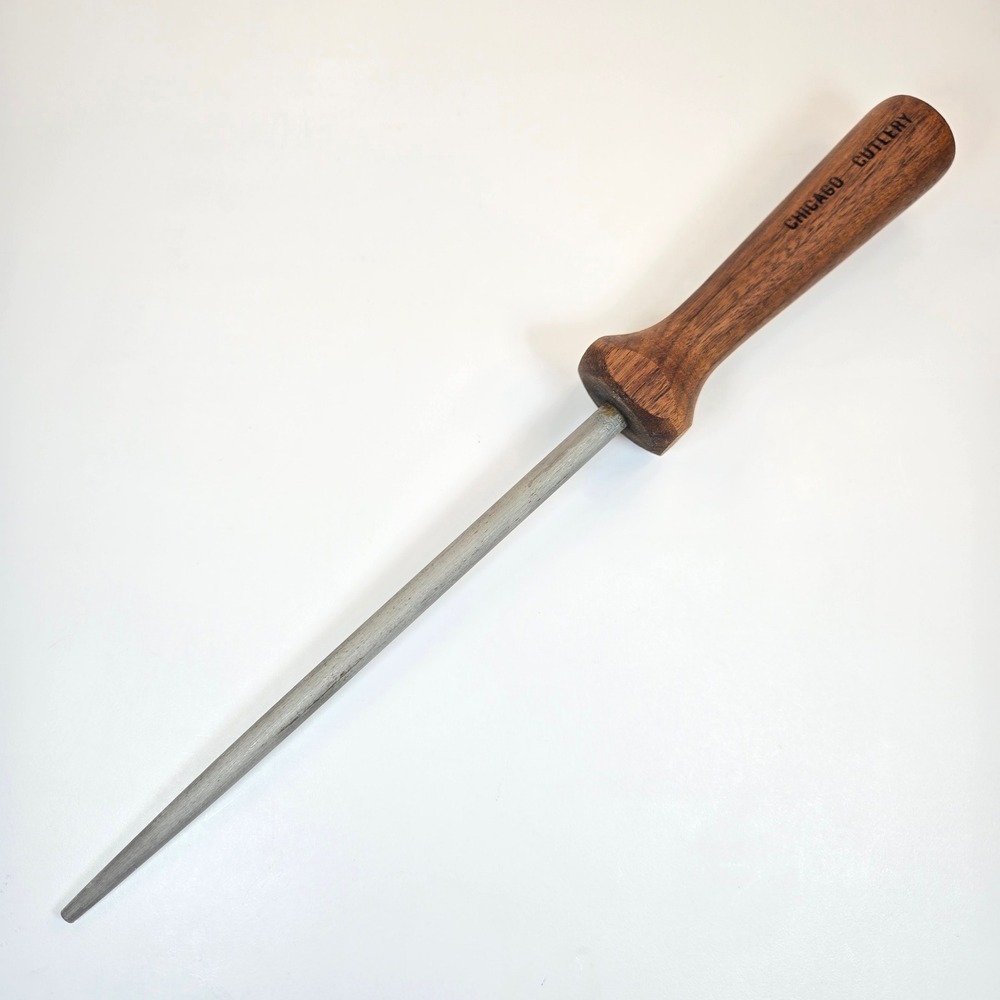 Chicago Cutlery Sharpening Steel Walnut Wood Handle Vintage Honing Rod USA